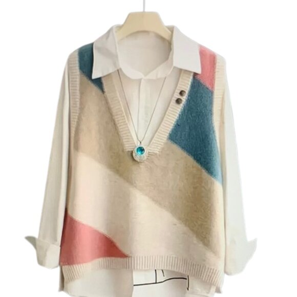 Colorblock Sleeveless Sweater  Vest - Picture 5 of 9